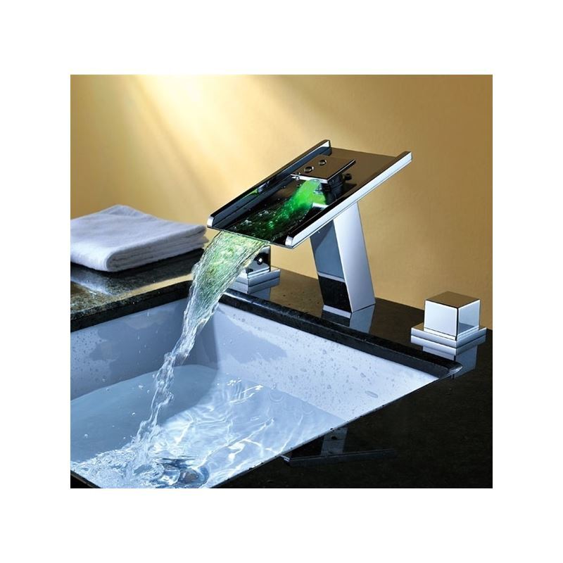 Contemporary Waterfall Color Changing Bathroom Sink LED Faucets