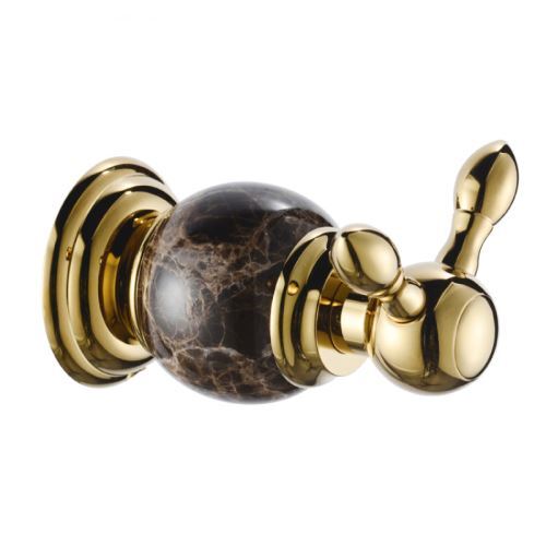 Contemporary Gold Wall Mouted Single Copper & Marble Robe Hook