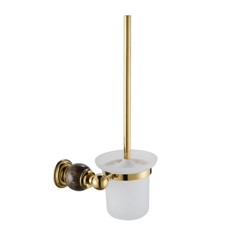 Contemporary Wall Mounted Golden Copper & Marble Toilet Brush Holder