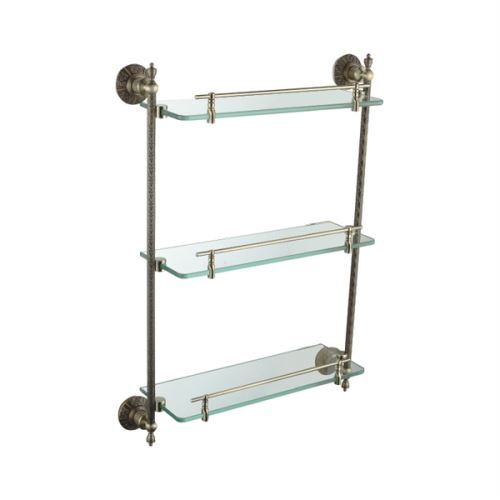 Oil Rubbed Bronze Antique Finish 3tier Shelf with Satin Glass