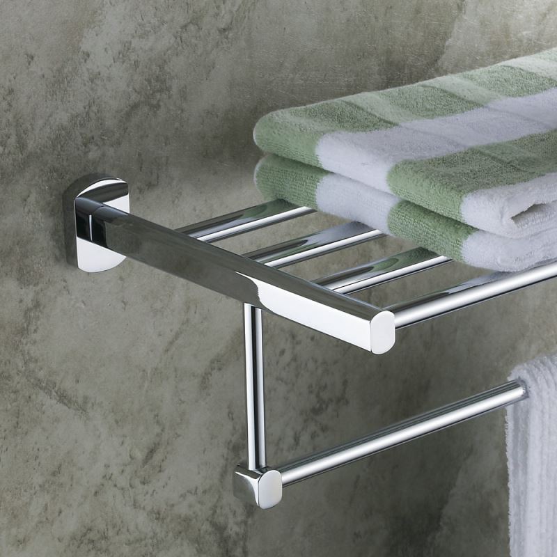 Modern Contemporary Wallmounted Chrome Finish Double Towel Bar