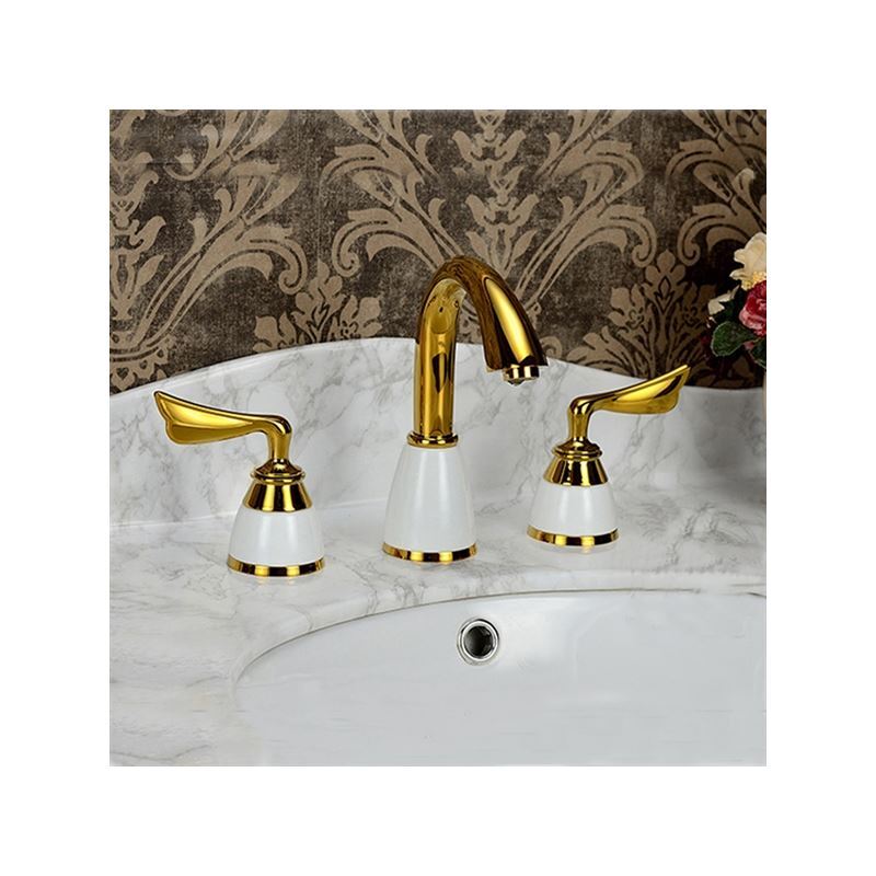 TiPVD Gold Widespread Bathroom Sink Faucet