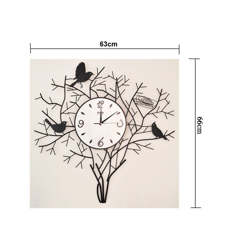26'Birds on Tree Wall Clock in metal