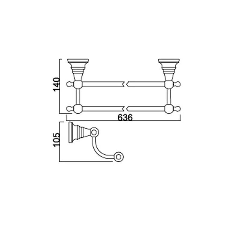 Chrome Finish Bathroom Accessories Brass Double Towel Rod