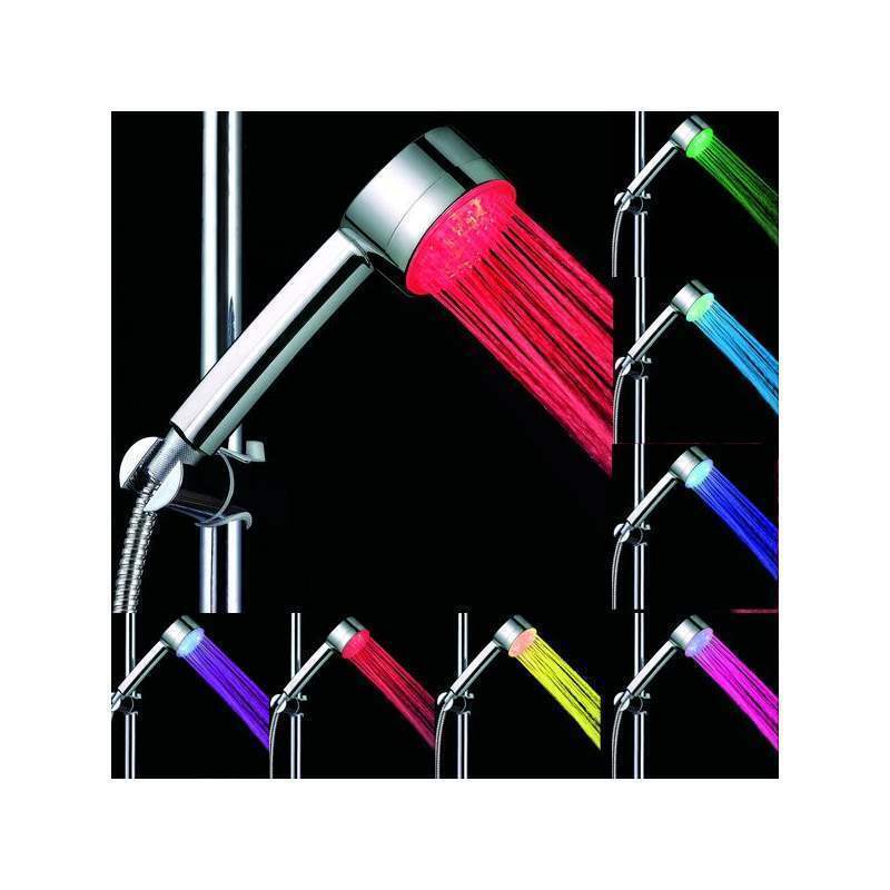 Contemporary Chrome Finish 7 Colors Changing LED Handle Shower Head