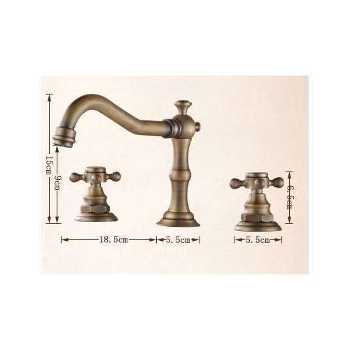 Antique Sink Faucet Brass Finish Widespread Bathroom Sink Tap