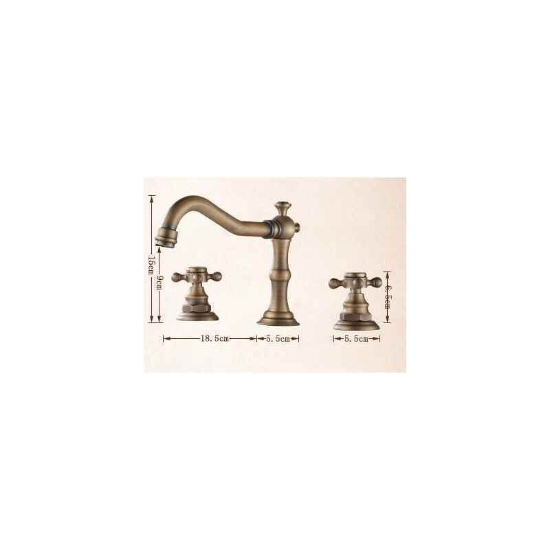 Antique Sink Faucet Brass Finish Widespread Bathroom Sink Faucet