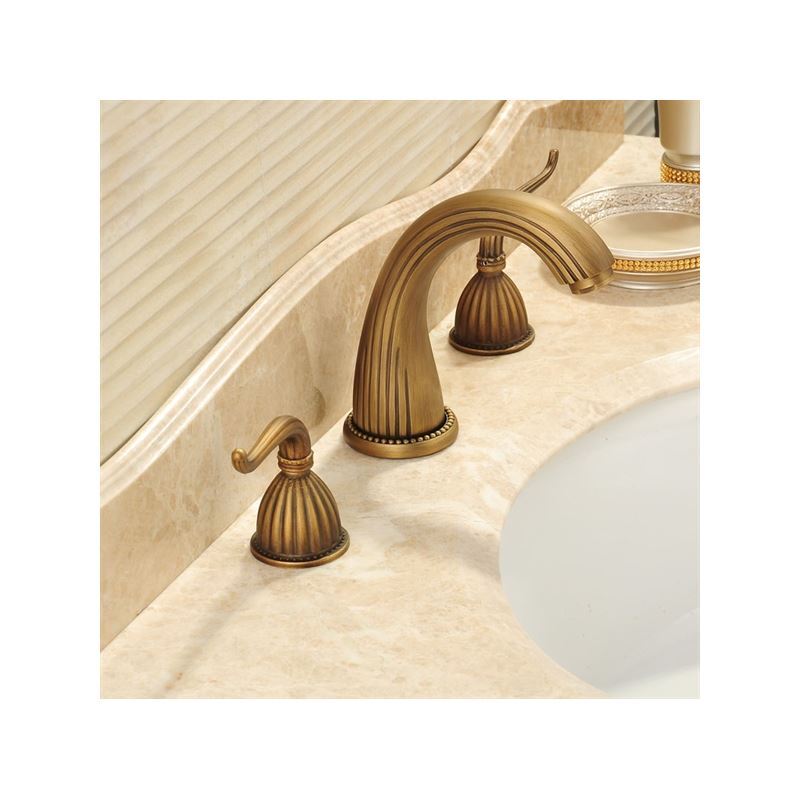 Antique Brass Bathroom Sink Faucet Double Handles