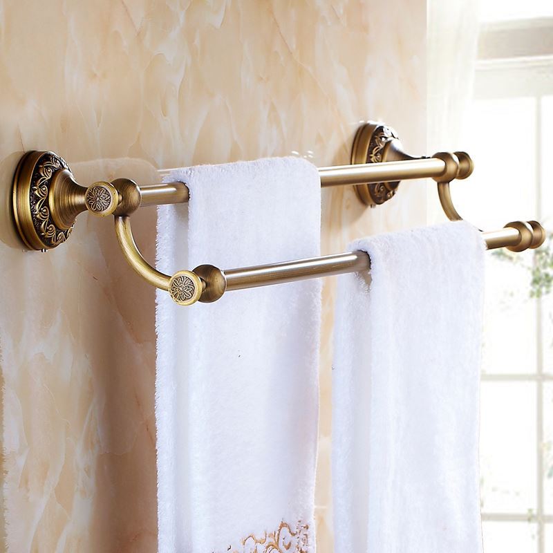 European Vintage Bathroom Accessories Antique Brass Towel Rack Towel Bar