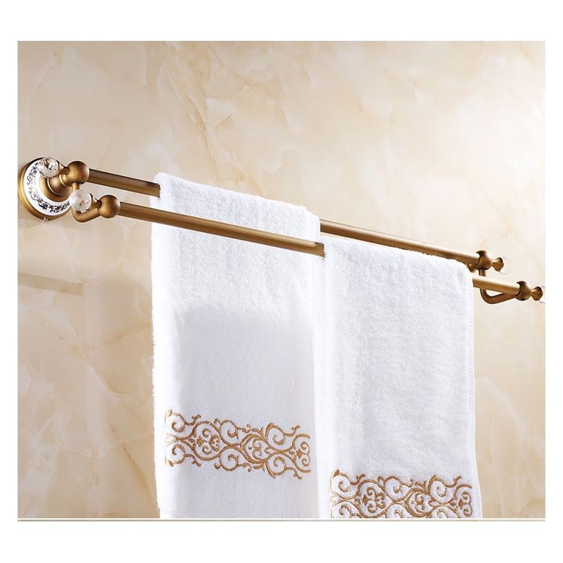 European Vintage Bathroom Accessories Towel Rack Antique Brass Towel Bar