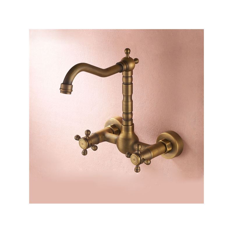 Wall Mount Antique Brass Kitchen Faucet Bathroom Sink Mixer Tap