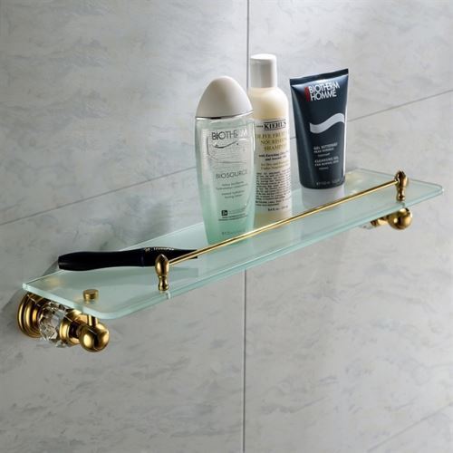 Contemporary Bath Shelf Golden Glass Shelf Singlelayer Copper