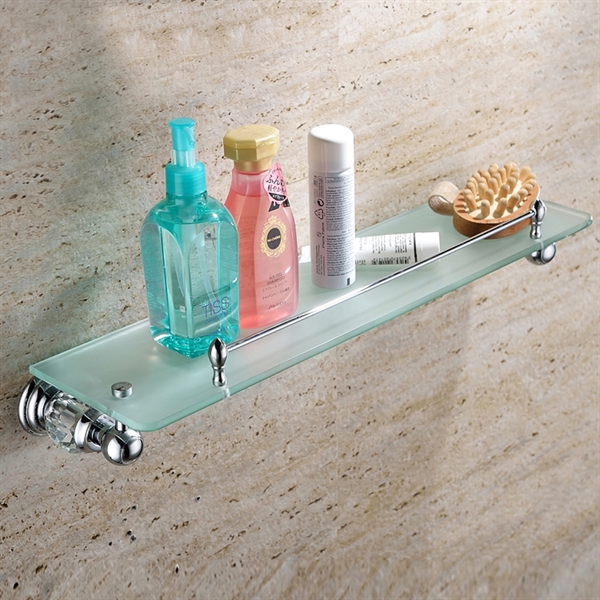 New Modern Chromecolored Glass Shelf Singlelayer Copper & Natural