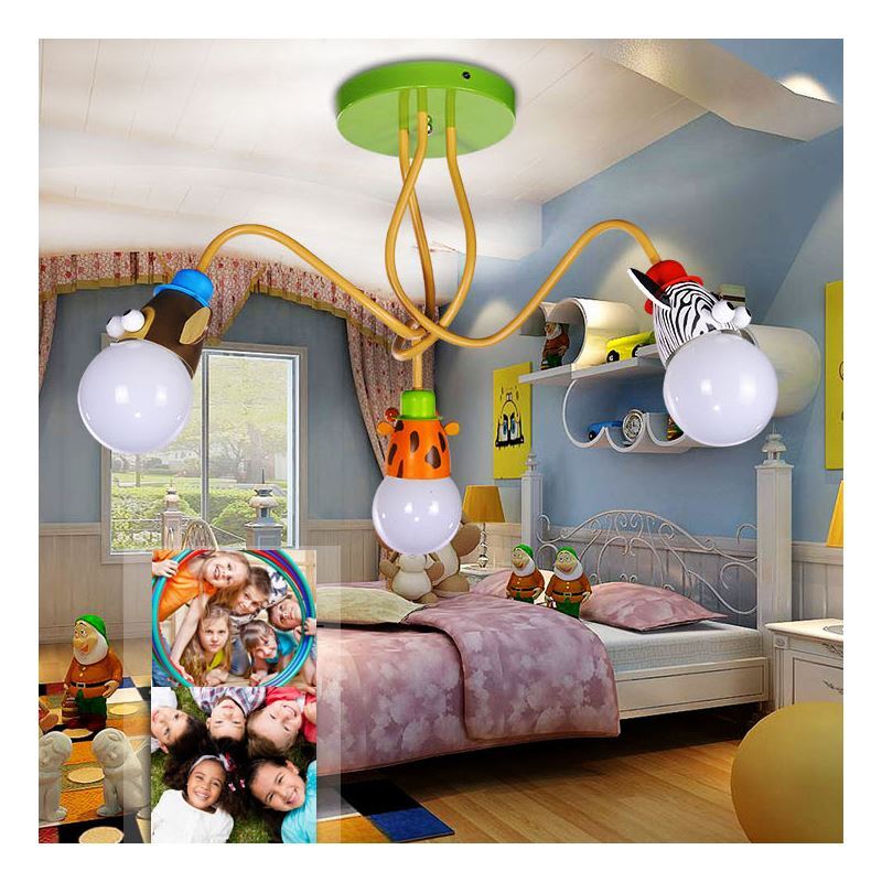 Animal Ceiling Light Cartoon Little Animals Kids Room Lighting Idea 3