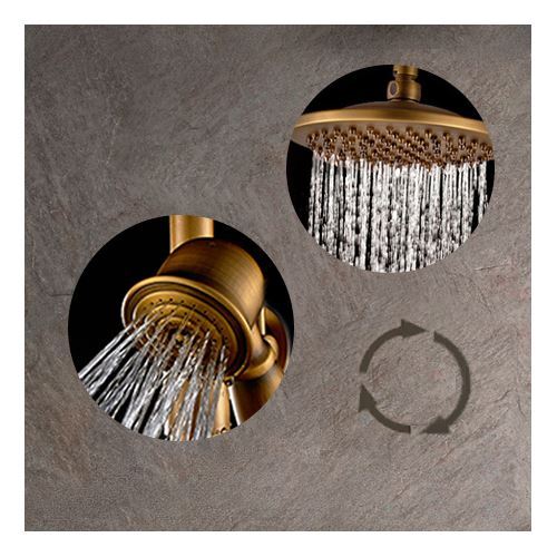 Antique Brass Shower Fixture Bathroom Shower Mixer Shower Head + Hand