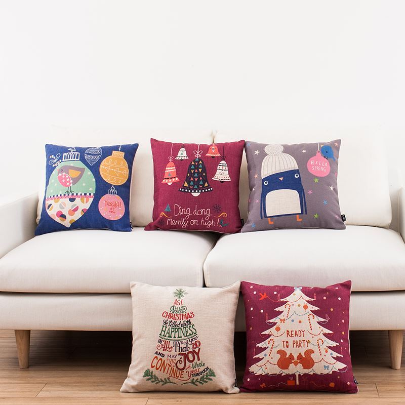 Chrsitmas Series Sofa Office Linen Cushion Cover Pillow Cover 5 Designs