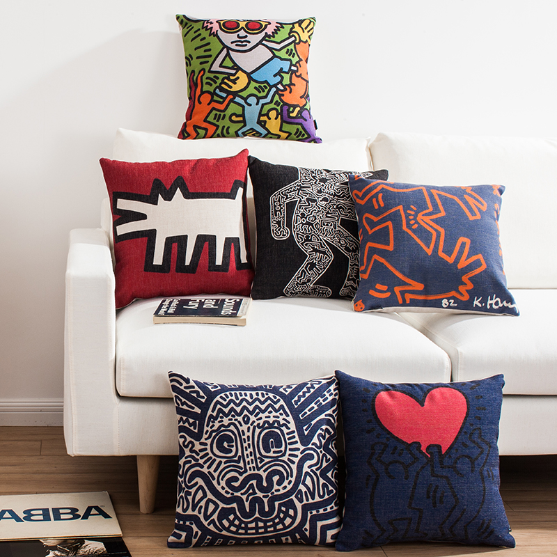 Fashion Pillow Case Keith Haring's Masterpiece Sofa Office Linen