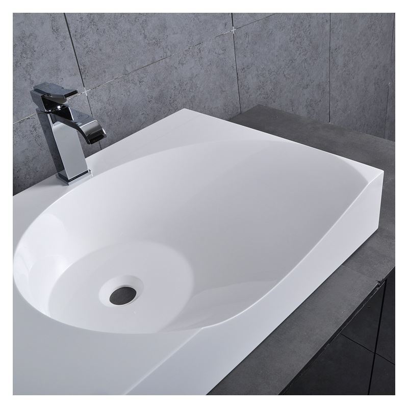 Waschbecken mit Ablage Wandmontage Rechteckig Weiß (ohne Wasserhahn)