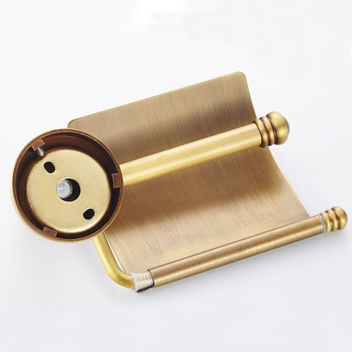 Toilettenpapierhalter mit Deckel Wandmontage Antik Messing