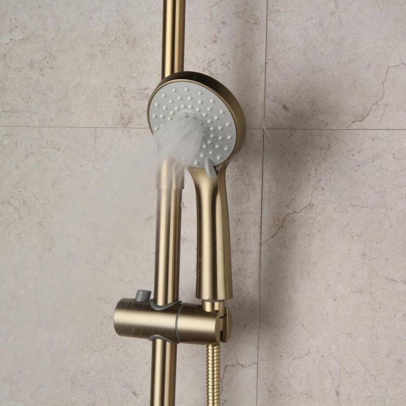 Duschsystem Aufputz Regendusche Set mit Wanneneinlauf in Gold Gebürstet