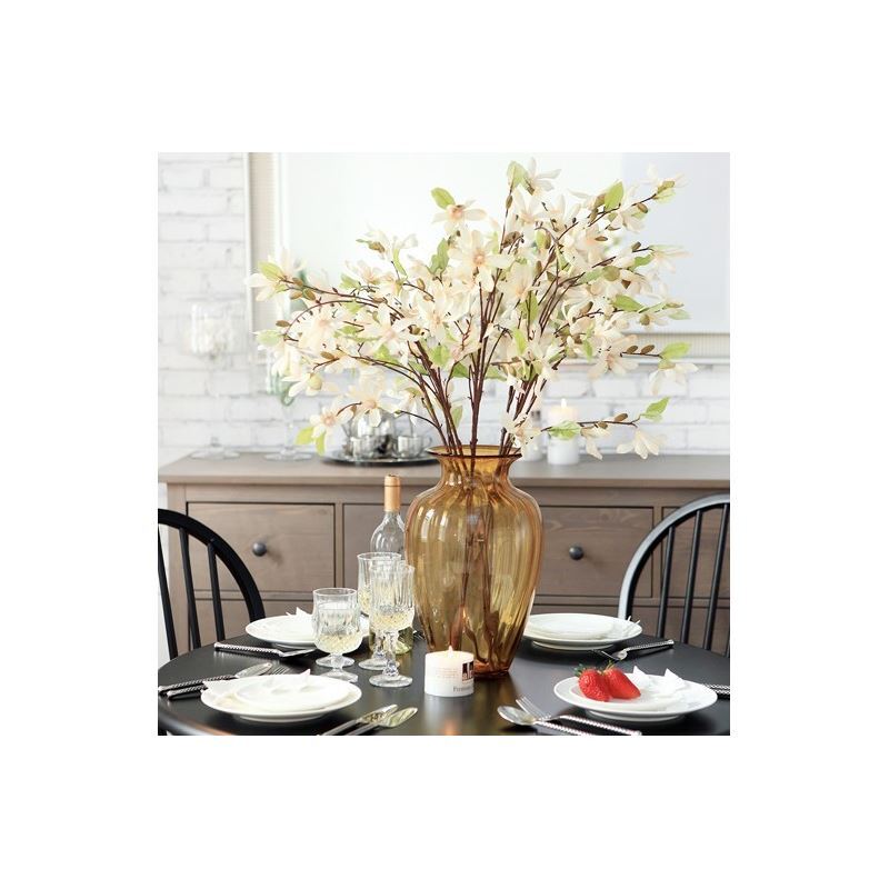 Ausverkauft Magnolie Seidenblumen, winzige Glas Vase(Bernstein