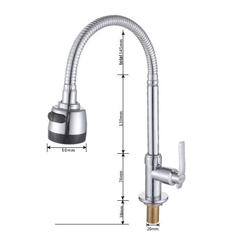 Robinet De Cuisine Eau Froide Avec Douchette Laiton Chrome Sans Tuyau