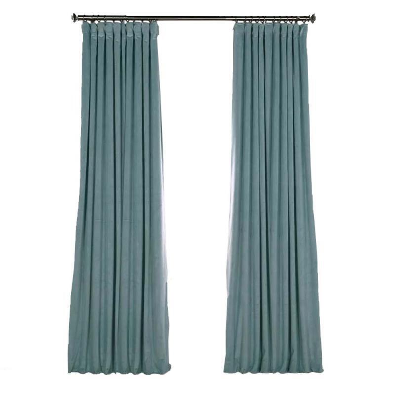 Rideau tamisant en polyester bleu pour chambre à coucher