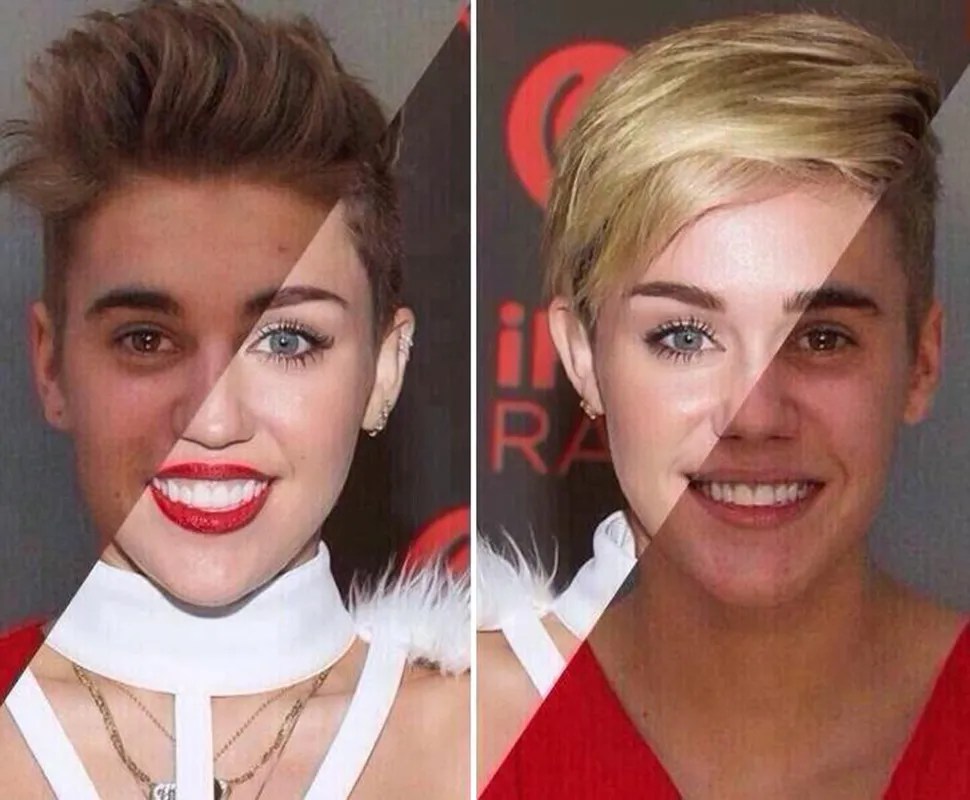 Justin Bieber e Miley Cyrus veja a impressionante montagem