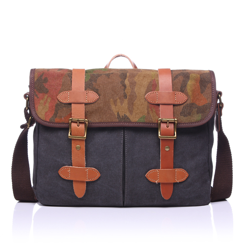 Battle Fatigues Canvas & Leather Messenger Bag LH1831B