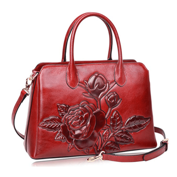 Floral Embossed Leather Handbag LH1798_5 Colors