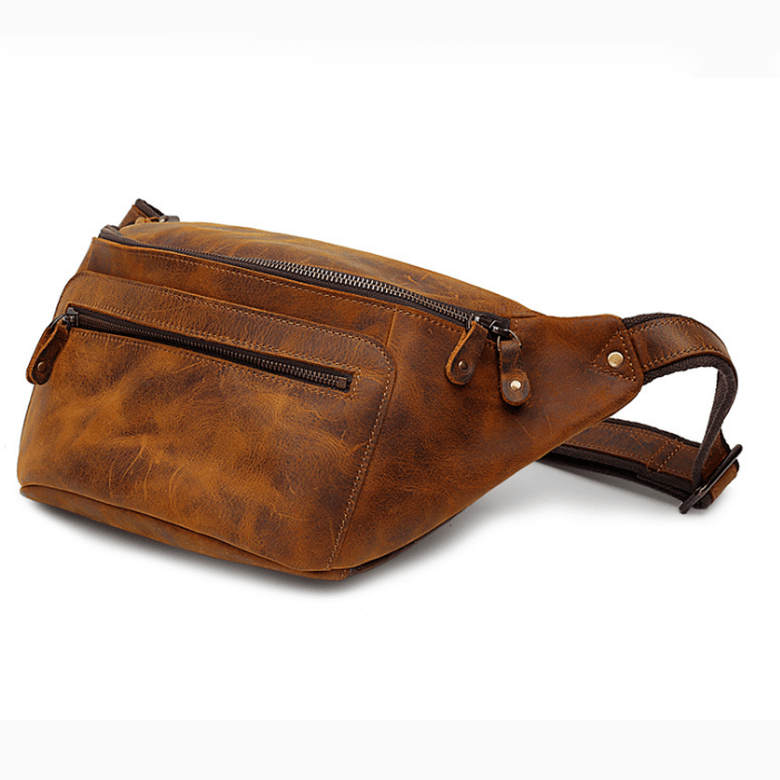 Mens Waist Bag Sling Bag Distress Leather LH3142_3 Colors