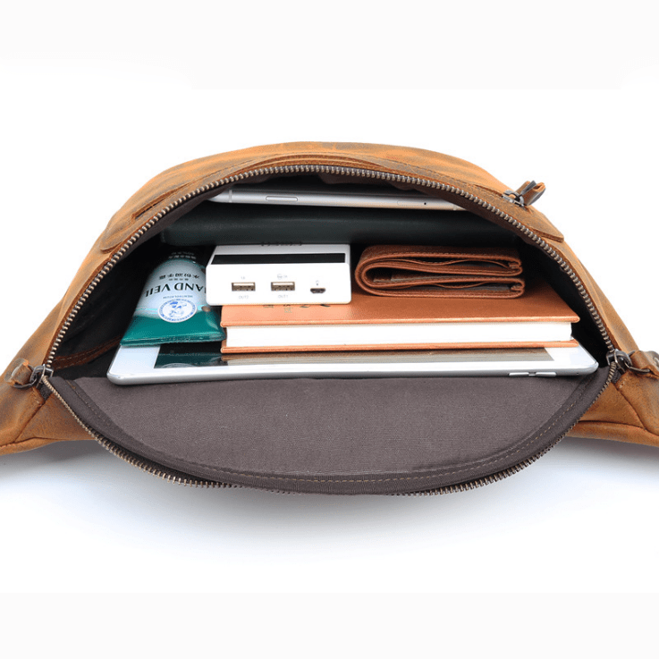 Mens Waist Bag Sling Bag Distress Leather LH3142_3 Colors