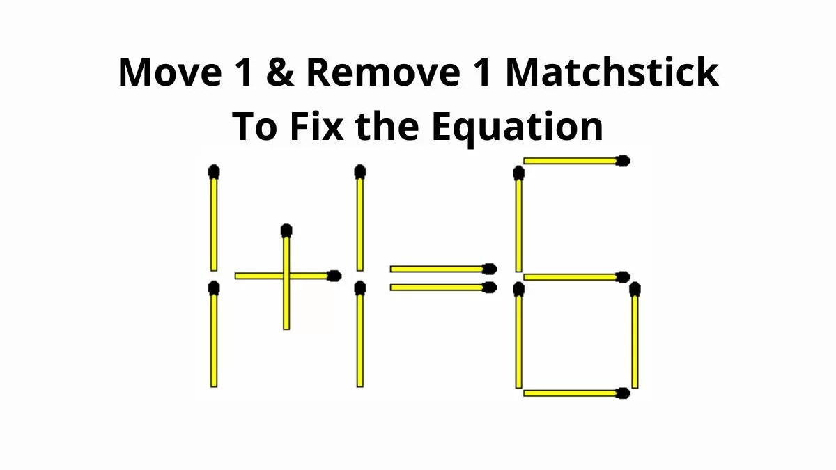 Brain Teaser Matchstick Puzzle Move 1 & Remove 1 Stick only to Fix the