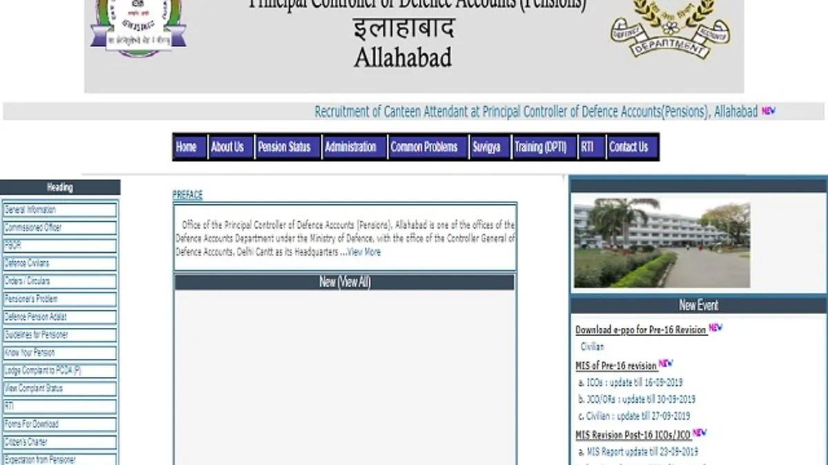 Principal Controller of Defence Accounts (PCDA) Recruitment 2019 for 13 Canteen Attendant Posts