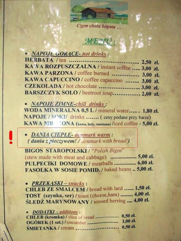 Najżałośniejsze tłumaczenia znalezione w menu chińskich i polskich restauracji Joe Monster