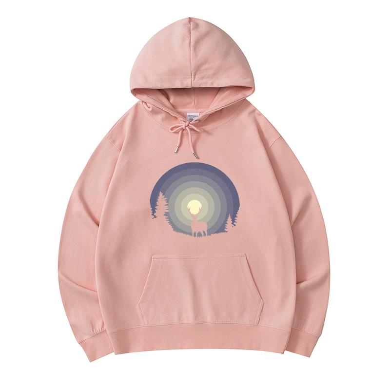 Cheap 300 GSM Men's Healthy Cotton Hoodies Forest At Night Print Premium Cotton Sweatshirt Joom