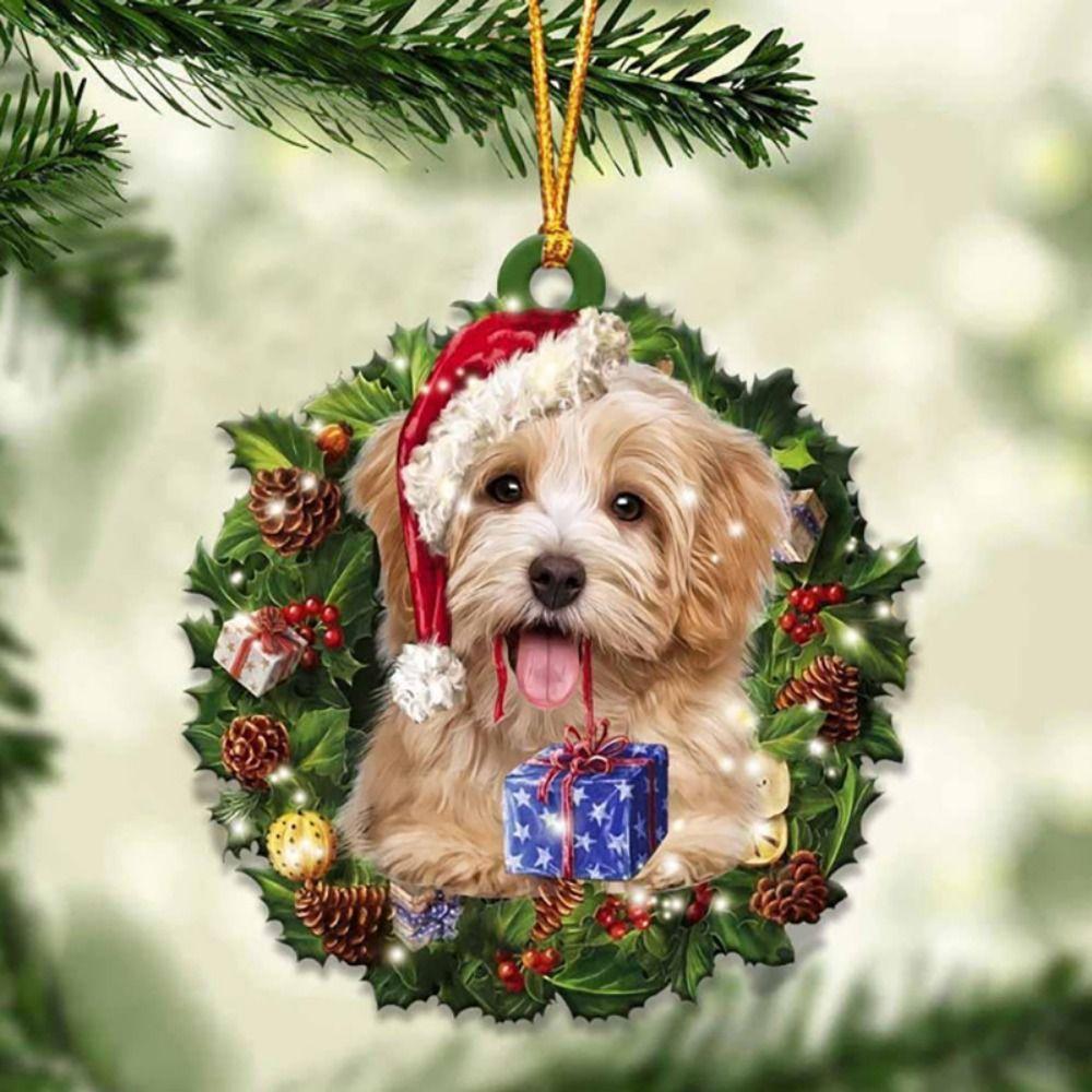 Cheap Acrylic Christmas Dog Acrylic Pendant Decorative Christmas Tree