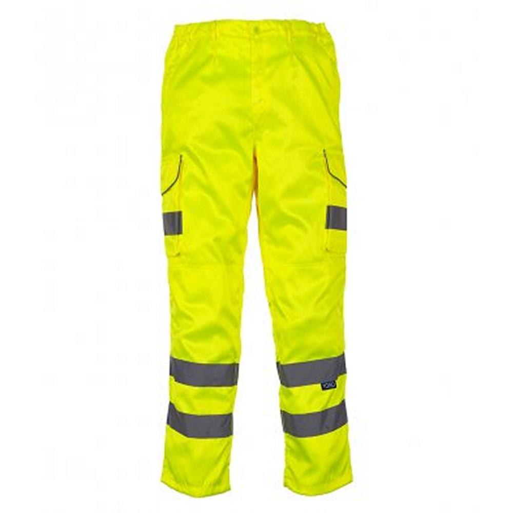 Buy Yoko Mens HiVis Cargo Trousers With Knee Pad Pockets (Jaune