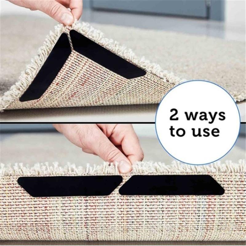 Buy 8Pcs/set Anti Skid Reusable Washable Silicone Grip New Home Floor Rug Carpet Mat Grippers at