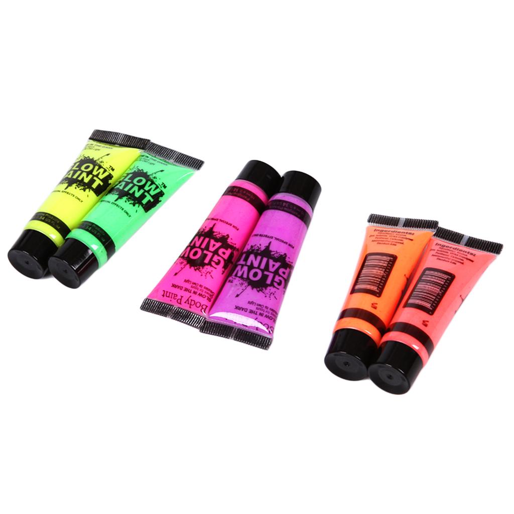Buy 6 Colors UV Glow Neon Face Body Paint Tube Fluorescent Paints for