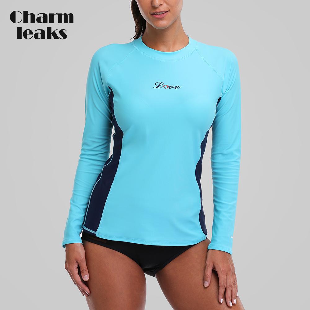 Buy Charmleaks Women Rash Guards Swimwear Long Sleeve Rashguard Swim