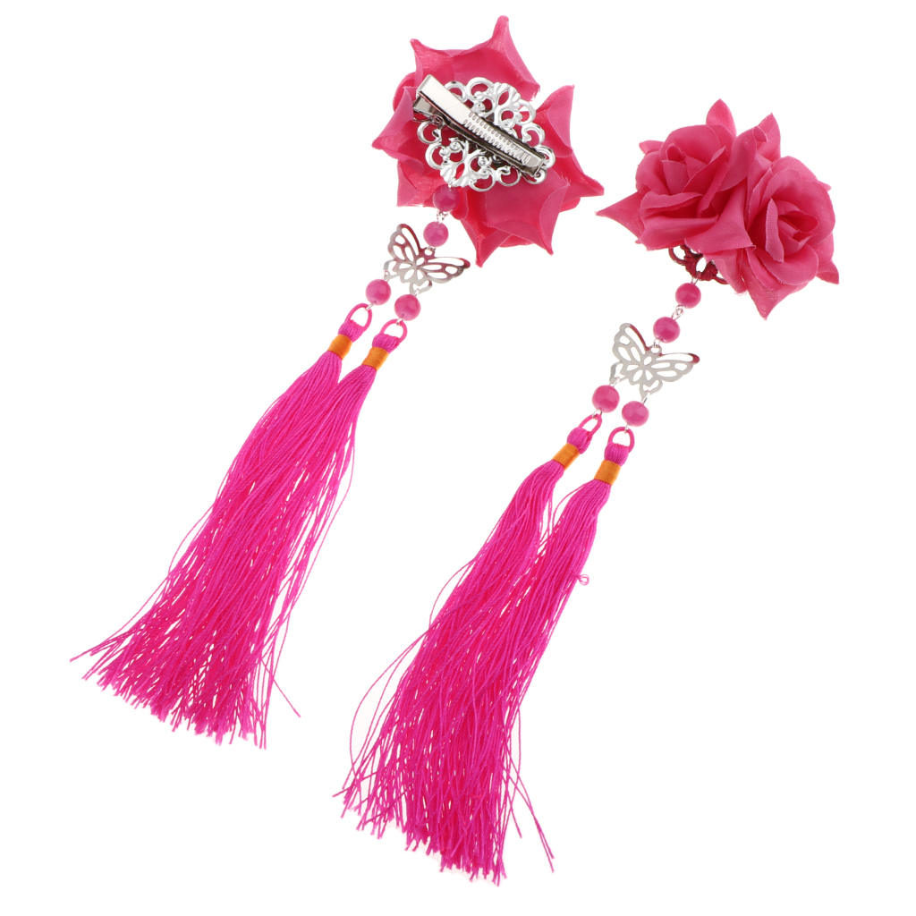 Buy 2 Pieces Fbaric Flower Butterfly Tassel Hair Clip Hair Accessories