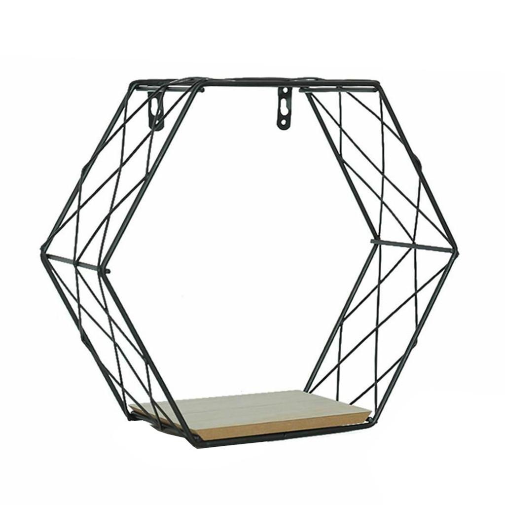 Buy Iron Hexagonal Grid Wall Shelf Combination Hanging Geometric Figure