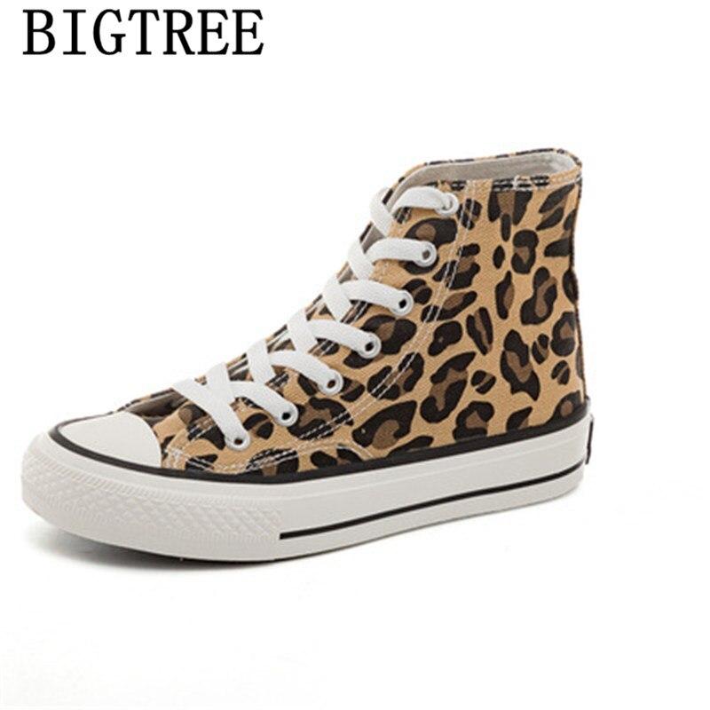 Buy High Sneakers Ladies Casual Shoes Women Canvas Shoes Leopard