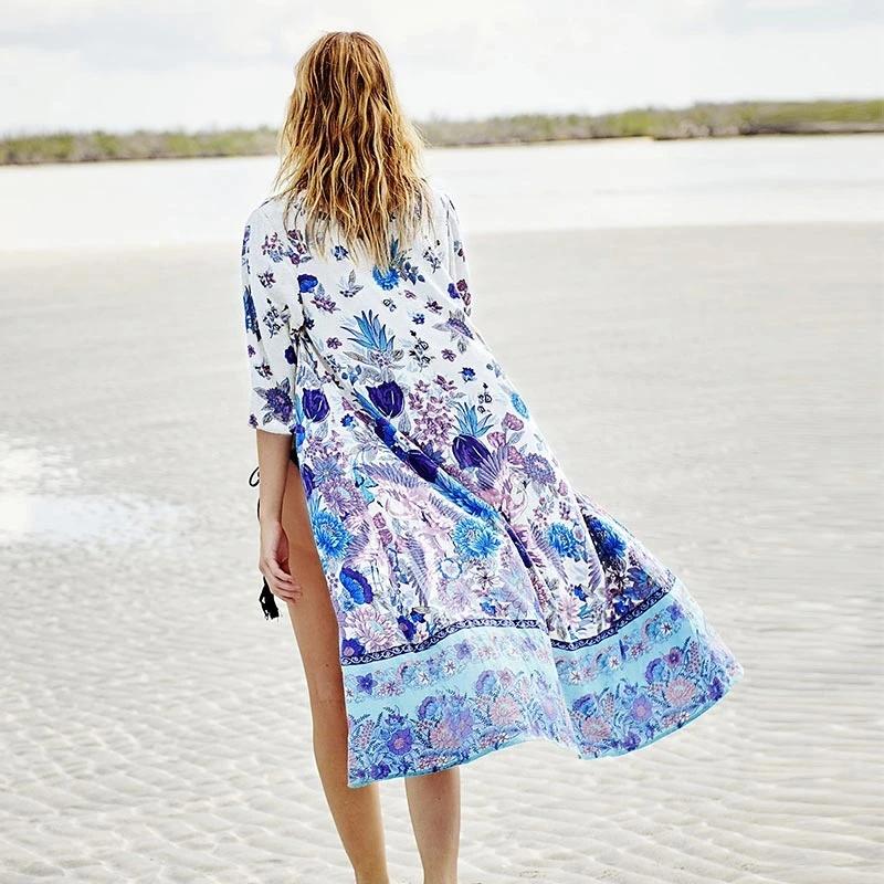 Buy Print Cotton Beach Dress Sarongs Coverup Swimwear Pareo Beach