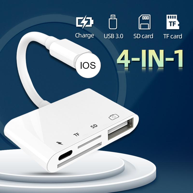 Buy Lightning to SD TF USB Adapter Camera Card Reader Connector OTG