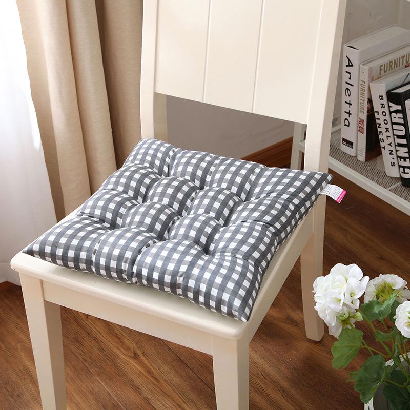 Cheap Grey Grid Seat Cushion 40*40cm Student Stool Soft Pad Thicken Dining Chair Mat Cushions