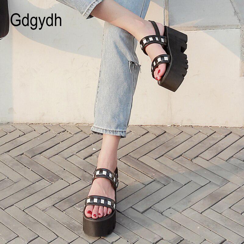 Buy Women Platform Buckle Sandals High Heels Thick Bottom Summer Shoes Chunky Heels Leisure