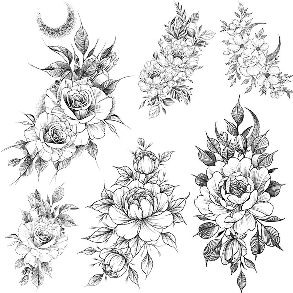 Buy Realistic Crescent Moon Rose Temporary Tattoos For Women Fake Water Transfer Tattoo Sticker For Party At Affordable Prices — Free Shipping, Real Reviews With Photos — Joom 1000_x_1000_jpg