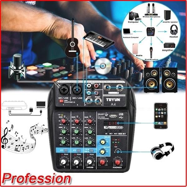 Buy 4 Channels Audio Mixer DJ Singers Sound Mixing Console with Bluetooth USB Record Music Mixer
